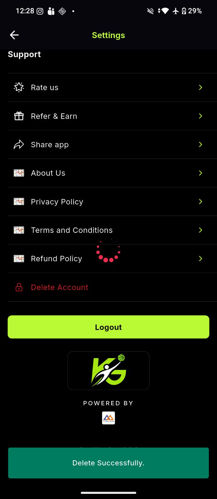 Account Deleted Successfully